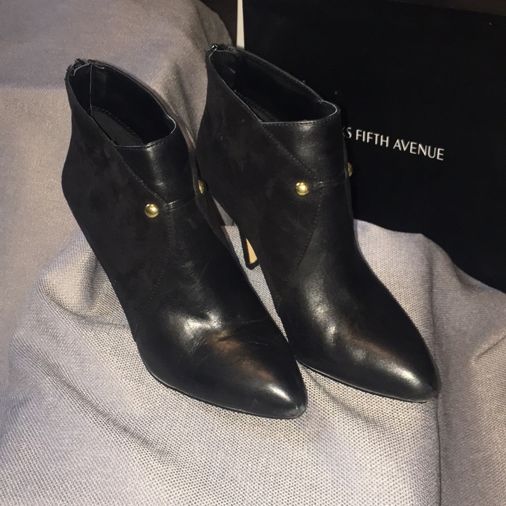 Black suede and leather ankle boots size 8